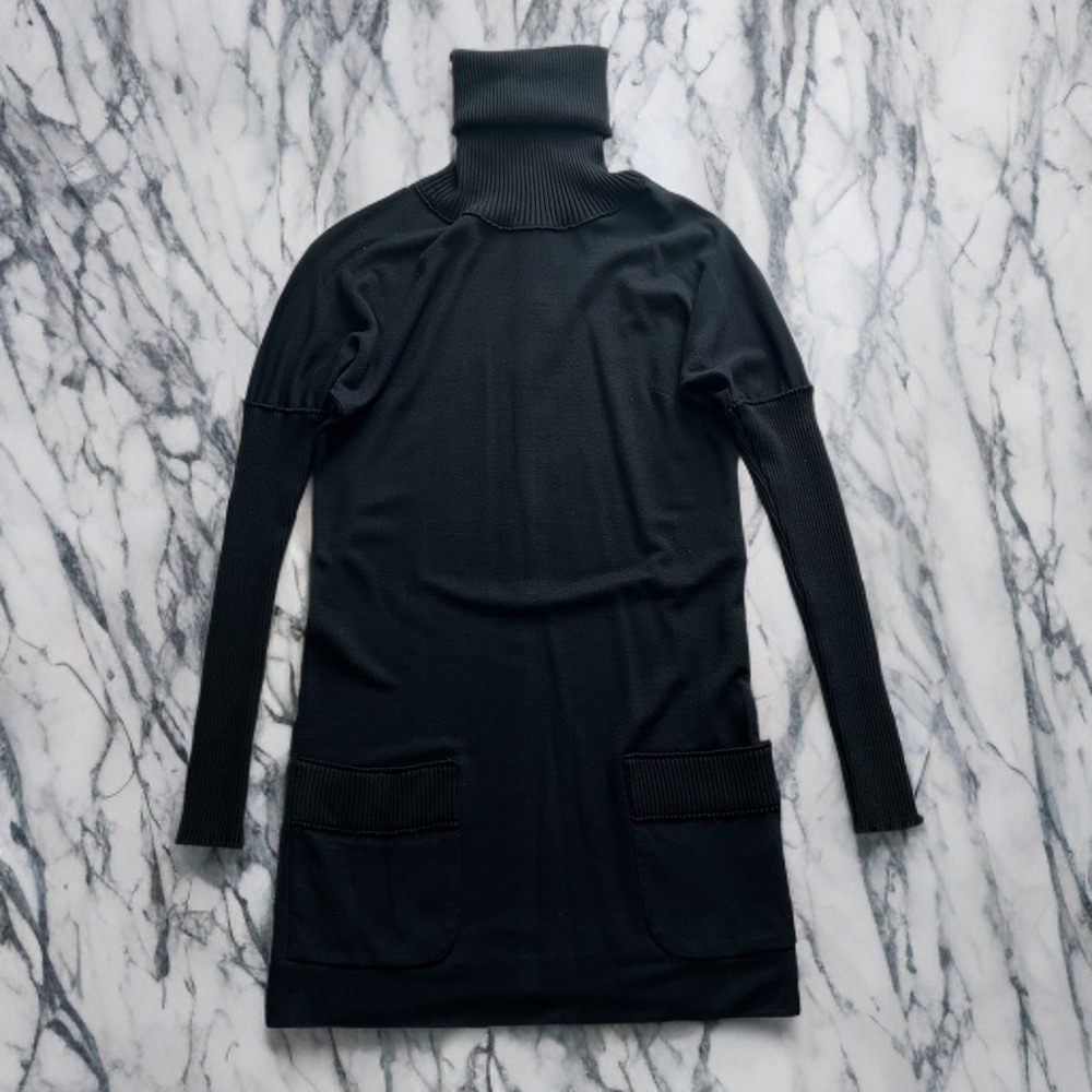 Dolce & Gabbana Black Turtle Neck Mid length Long Sleeve Knit Dress